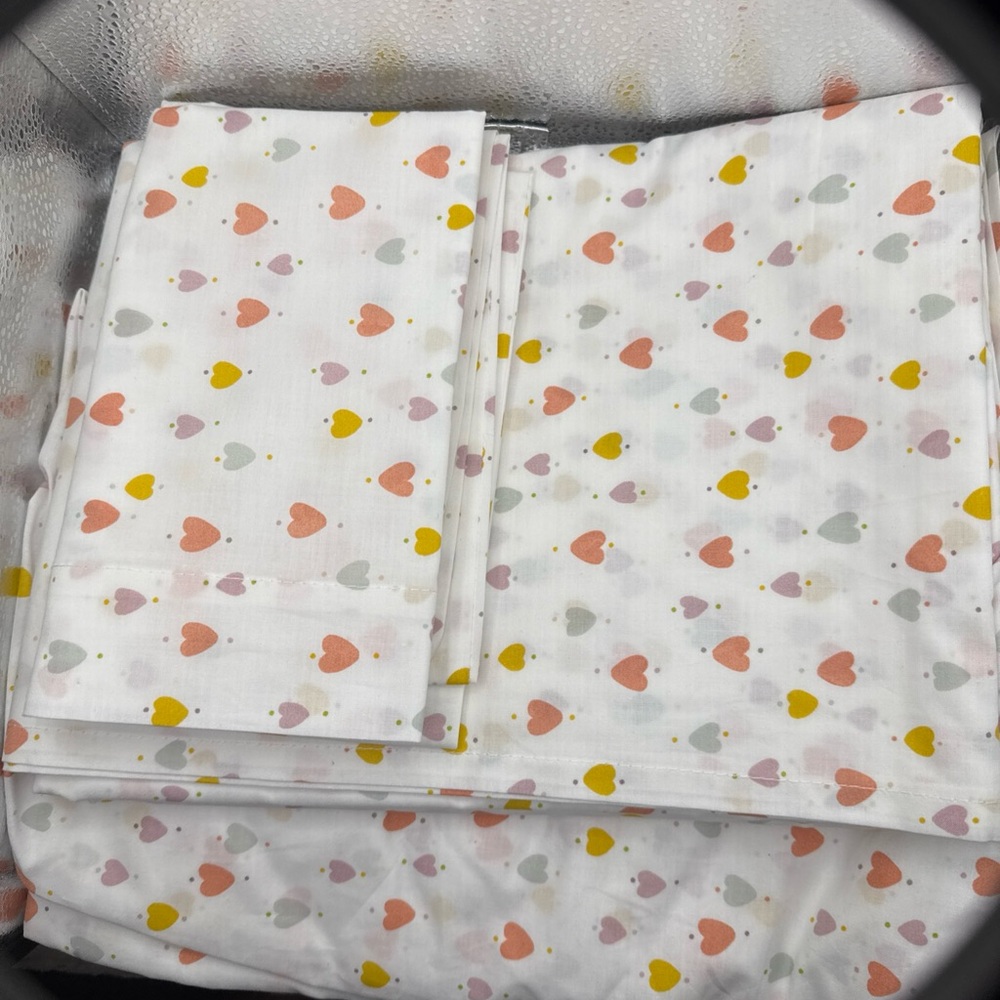 West Elm Mini Hearts Sheet Set Collection Twin Multi
